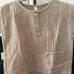 Rylee + Cru short sleeve shirt -waffle -Henley size 6-12M -Unisex